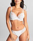 Ana Non Padded Plunge Bra And Brazilian Brief White