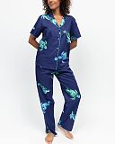 Ashley Big Turtle Print Pyjama Sets Navy Mix