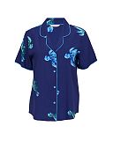 Ashley Big Turtle Print Pyjama Top Navy Mix