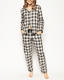 Beth Heart Dobby Check Pyjama Set Cream Mix TKD Lingerie Cyberjammies Fashion F1