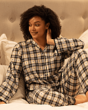 Beth Heart Dobby Check Pyjama Set Cream Mix TKD Lingerie Cyberjammies Fashion L1