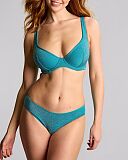 Billie Wired Triangle Plunge Bikini And Classic Brief Sparkle Teal