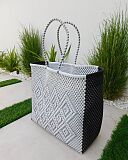 Black Grey Woven Beach Bag Bask Drift TKD Lingerie L2