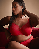 Bliss Full Cup Bra And Deep Brief Salsa Red TKD Lingerie Sculptresse Fashion L1