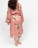 Bonnie Crane Bird Print Long Dressing Gown Pink Mix