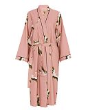 Bonnie Crane Bird Print Long Dressing Gown Pink Mix