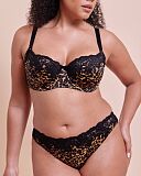 Boost Lace Padded Balcony Bra And Tanga Brief Leopard Print