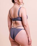 Bound Blossom Plunge Bra And Brazilian Brief Steel Grey