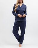 Celestial Ribbed Revere Jersey PJ Set Navy