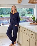 Celestial Ribbed Revere Jersey PJ Set Navy