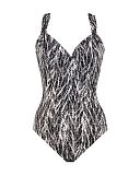 Chevron Python Siren Shaping Swimsuit Silver Grey TKD Lingerie Miraclesuit CF1