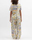 Cora Postcard Print Pyjama Sets Green Mix TKD Lingerie Cyberjammies Fashion B1