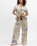 Cora Postcard Print Pyjama Sets Green Mix TKD Lingerie Cyberjammies Fashion F2