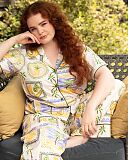 Cora Postcard Print Pyjama Sets Green Mix TKD Lingerie Cyberjammies Fashion L1