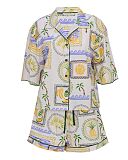 Cora Postcard Print Relaxed Shorty Sets Green Mix TKD Lingerie Cyberjammies Fashion CF1