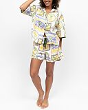 Cora Postcard Print Relaxed Shorty Sets Green Mix TKD Lingerie Cyberjammies Fashion F2