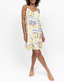 Cora Postcard Print Strappy Short Nightdress Green Mix TKD Lingerie Cyberjammies Fashion F1