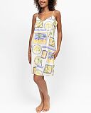 Cora Postcard Print Strappy Short Nightdress Green Mix TKD Lingerie Cyberjammies Fashion F2