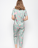 Coral Top And Crop Pants Shell print Mint Green Mix TKD Lingerie Cyberjammies Fashion TB1 min