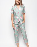 Coral Top And Crop Pants Shell print Mint Green Mix TKD Lingerie Cyberjammies Fashion TF1 min