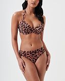 Dusky Vegas Halter Bikini And Deep Brief Leopard Print