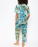 Eleanor Palm Leaf Print PJ Set Aqua Blue Mix TKD Lingerie Cyberjammies Fashion B1