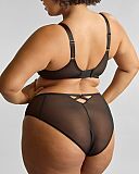 Ella Plunge Bra And High Leg Brief Black Sequin TKD Lingerie Sculptresse Fashion B1