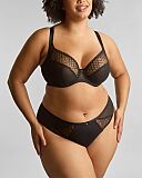 Ella Plunge Bra And High Leg Brief Black Sequin TKD Lingerie Sculptresse Fashion F1