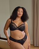 Ella Plunge Bra And High Leg Brief Black Sequin TKD Lingerie Sculptresse Fashion L1