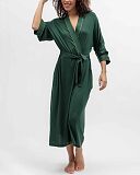Ember Jersey Long Dressing Gown Dark Green