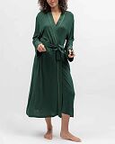 Ember Jersey Long Dressing Gown Dark Green