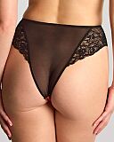 Envy High Waist Brazilian Brief Black Rose