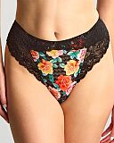 Envy High Waist Brazilian Brief Black Rose