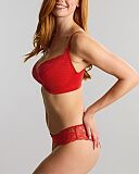 Envy Plunge Bra And Brazilian Brief Red