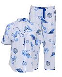 Essie Sea Horse Stripe Print Pyjama Sets Dark Blue Mix TKD Lingerie Cyberjammies Fashion CF1