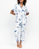 Essie Sea Horse Stripe Print Pyjama Sets Dark Blue Mix TKD Lingerie Cyberjammies Fashion F2