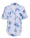 Essie Sea Horse Stripe Print Top Dark Blue Mix TKD Lingerie Cyberjammies Fashion CF1