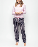 Estelle Slouch Jersey Top Pink And Printed Stripe Pants Navy Mix TKD Lingerie Cyberjammies Fashion F