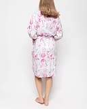 Fifi Flamingo Print Short Dressing White Mix TKD Lingerie Cyberjammies Fashion B1
