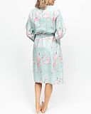 Francesca Flamingo Print Short Dressing Gown Mint Mix