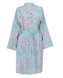 Francesca Flamingo Print Short Dressing Gown Mint Mix