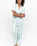Francesca Printed Stripe Pyjama Set Mint Mix