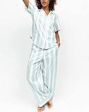 Francesca Printed Stripe Pyjama Set Mint Mix