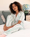 Francesca Printed Stripe Pyjama Set Mint Mix