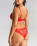 Heidi High Apex Non Padded Plunge Bra And Brazilian Ruby Red TKD Lingerie Panache Fashion B1