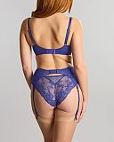 Heidi High Apex Plunge Bra And Brazilian Brief And Suspender Indigo