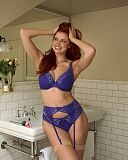 Heidi High Apex Plunge Bra And Brazilian Brief And Suspender Indigo