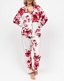 Isabella Floral Printed Jersey Pyjama Set Ox Blood Mix TKD Lingerie Cyberjammies Fashion F1