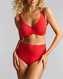 Jennifer Plunge Bikini Top And High Waist Brief Aurora Red TKD Lingerie Panache Swim Fashion F1