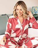 Josie Leaf Print Pyjama Set Terracotta Mix